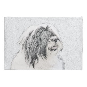 Bearded Collie Drawing - Cute Original Dog Art Pillowcase