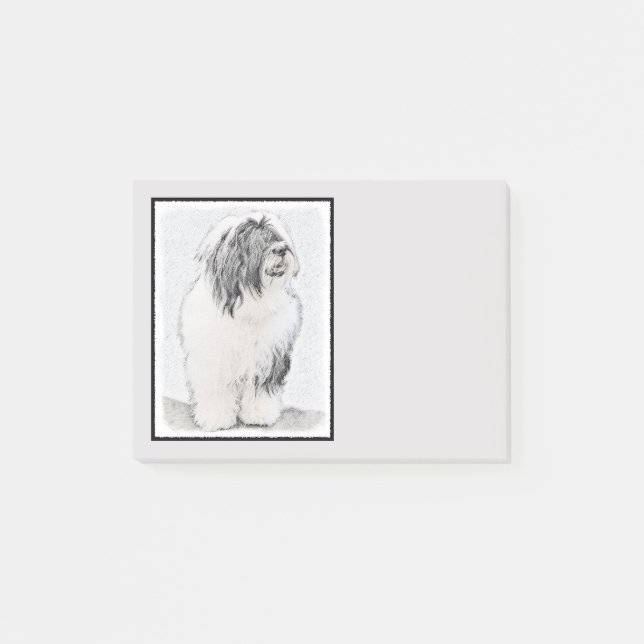 Bearded Collie Drawing - Cute Original Dog Art Post-it Notes (Front)