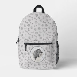 Bearded Collie Drawing - Cute Original Dog Art Printed Backpack