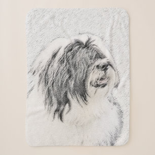 Bearded Collie Drawing - Cute Original Dog Art Sherpa Blanket