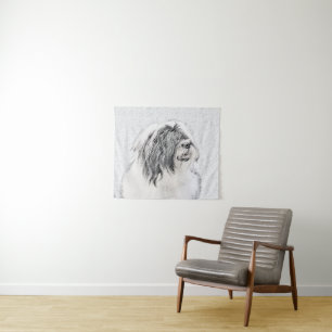 Bearded Collie Drawing - Cute Original Dog Art Tapestry