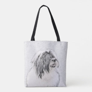 Bearded Collie Drawing - Cute Original Dog Art Tote Bag
