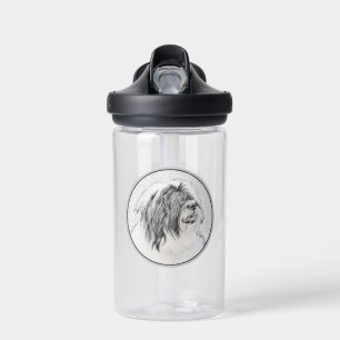 Bearded Collie Drawing - Cute Original Dog Art Water Bottle