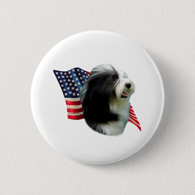 Bearded Collie Flag 2 Inch Round Button (Front)