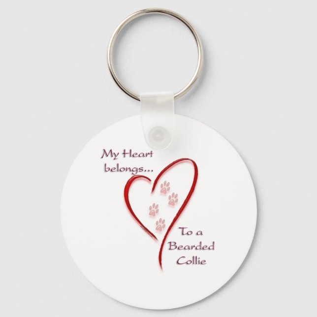 Bearded Collie Heart Belongs Keychain (Front)