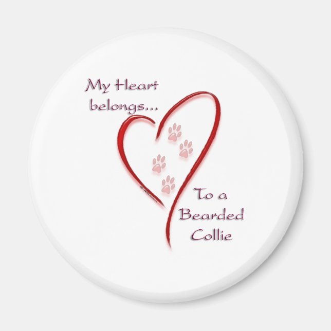 Bearded Collie Heart Belongs Magnet (Front)