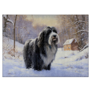 Bearded Collie Let It Snow Christmas  Cutting Board