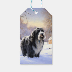 Bearded Collie Let It Snow Christmas Gift Tags