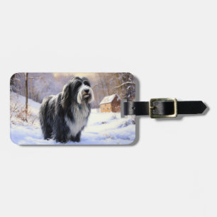 Bearded Collie Let It Snow Christmas  Luggage Tag