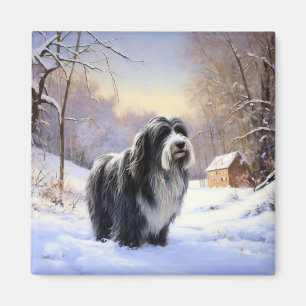 Bearded Collie Let It Snow Christmas Magnet
