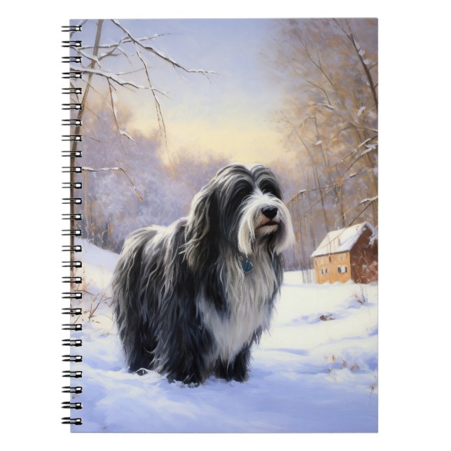 Bearded Collie Let It Snow Christmas  Notebook (Front)
