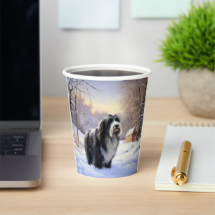 Bearded Collie Let It Snow Christmas Paper Cups