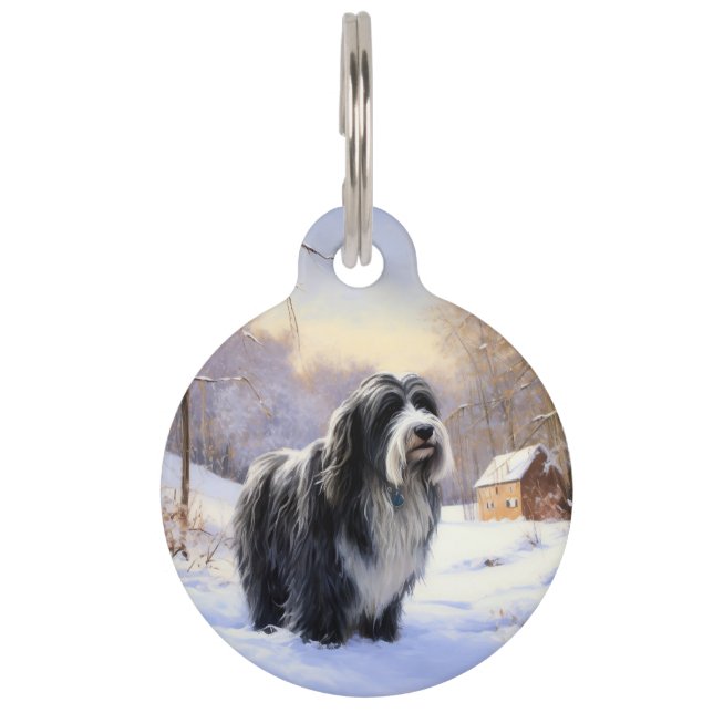 Bearded Collie Let It Snow Christmas  Pet Tag (Front)