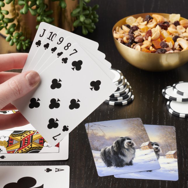 Bearded Collie Let It Snow Christmas  Playing Cards (In Situ)
