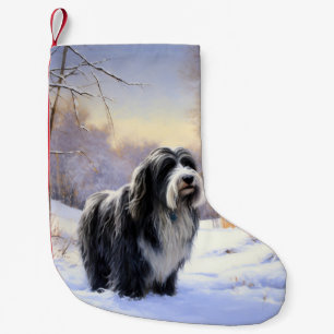 Bearded Collie Let It Snow Christmas Small Christmas Stocking