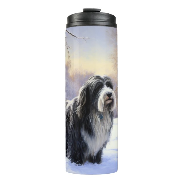 Bearded Collie Let It Snow Christmas  Thermal Tumbler (Front)