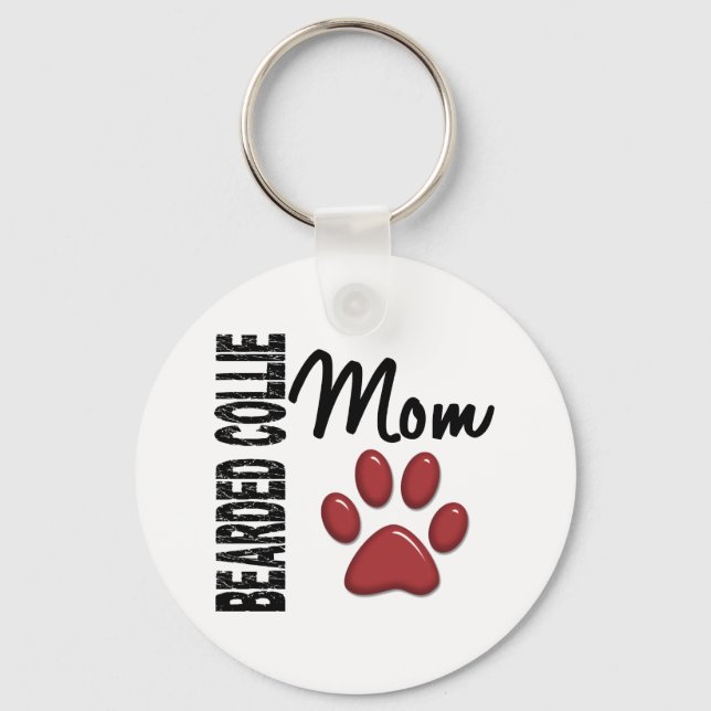 Bearded Collie Mom 2 Keychain (Front)