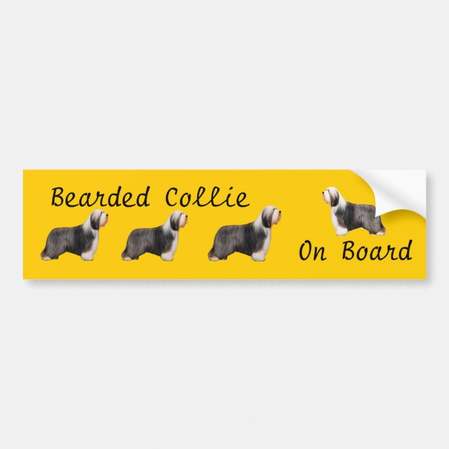 Bearded Collie On Board Car Decal (Front)