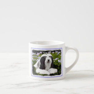 Bearded Collie Painting - Cute Original Dog Art Espresso Cup