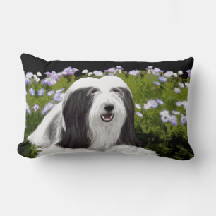 Bearded Collie Painting - Cute Original Dog Art Lumbar Pillow