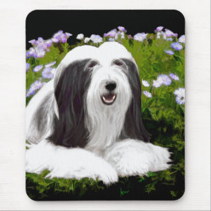 Bearded Collie Painting - Cute Original Dog Art Mouse Pad