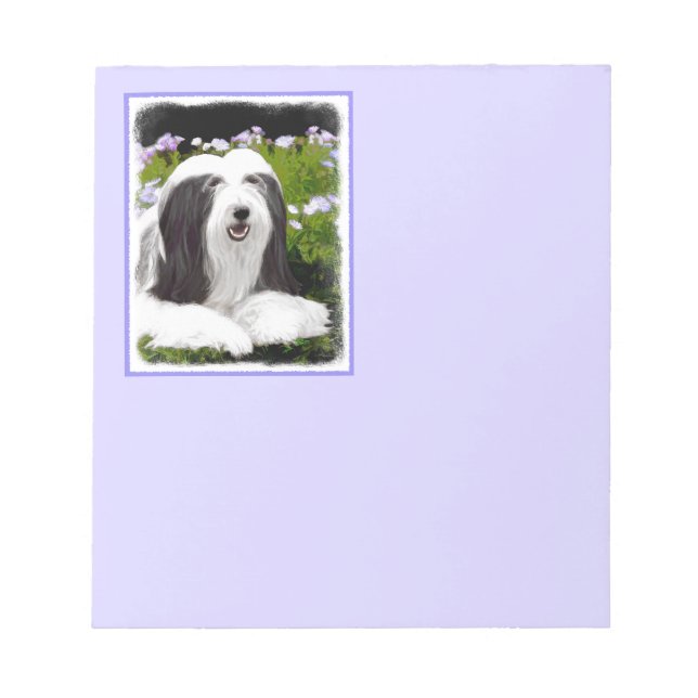 Bearded Collie Painting - Cute Original Dog Art Notepad (Front)