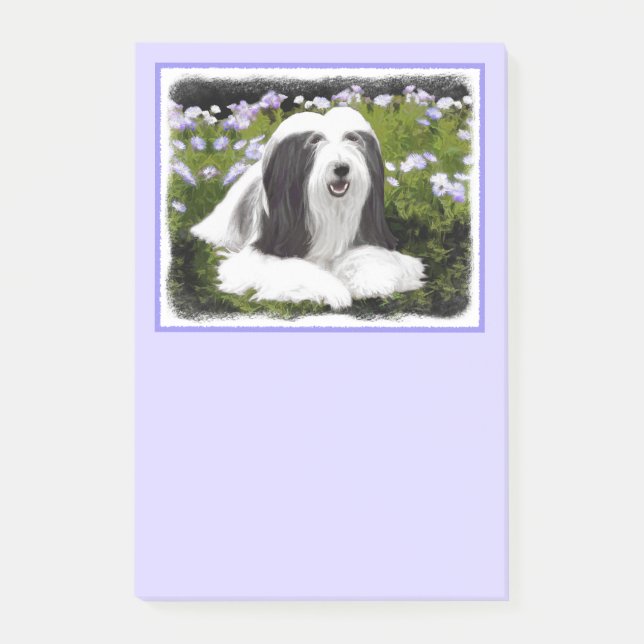 Bearded Collie Painting - Cute Original Dog Art Post-it Notes (Front)