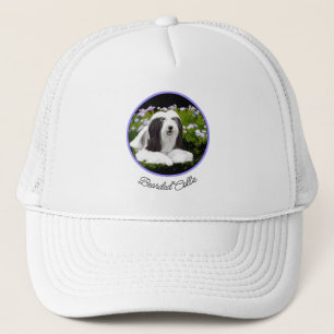 Bearded Collie Painting - Cute Original Dog Art Trucker Hat