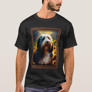 Bearded Collie Painting Sunflower Flower Mom Women T-Shirt