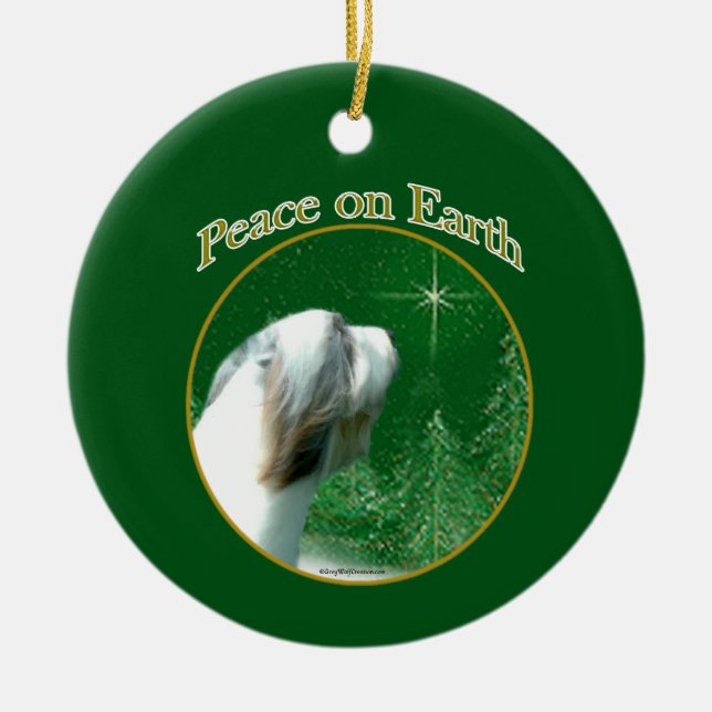 Bearded Collie Peace Ceramic Ornament (Front)