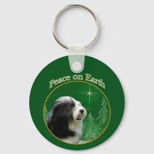 Bearded Collie Peace Keychain