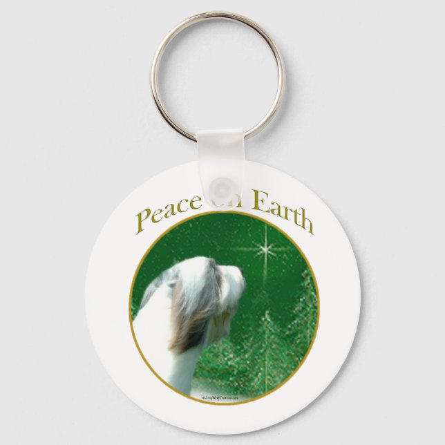 Bearded Collie Peace Keychain (Front)