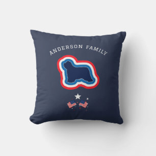 Bearded Collie Red White And Blue 4th July Dog Throw Pillow