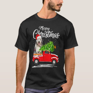 Bearded Collie Ride Red Truck Christmas Pajama T-Shirt