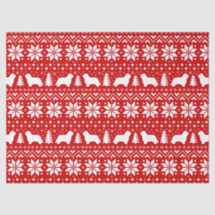 Bearded Collie Silhouettes Christmas Pattern Red Tissue Paper