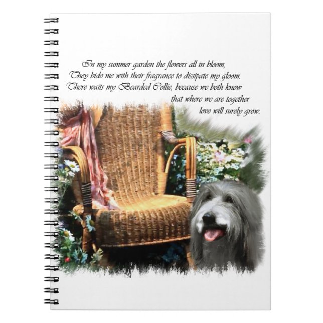 Bearded Collie Summer Garden Notebook (Front)