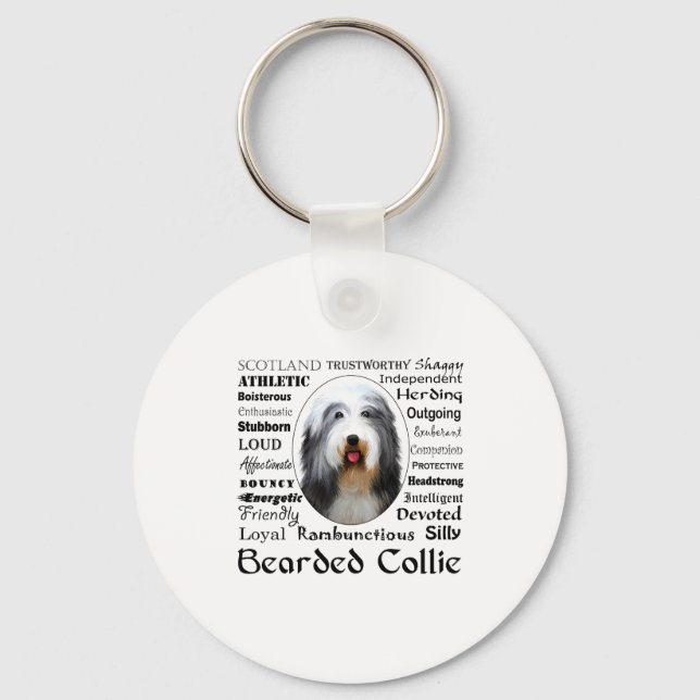 Bearded Collie T Shirt  Keychain (Front)