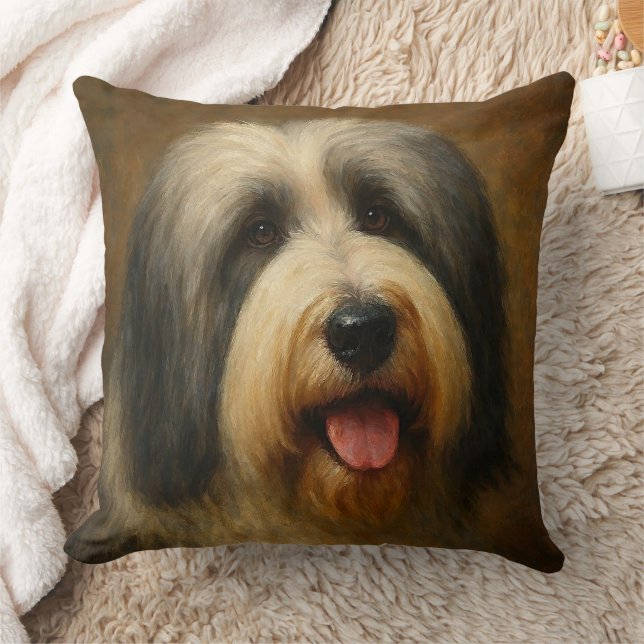 Bearded Collie Throw Pillow (Blanket)