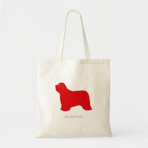 Bearded Collie Tote Bag (red silhouette)