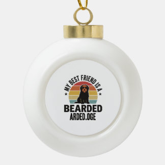 Bearded Collie Vintage Sunset Dog Lover Design_1 Ceramic Ball Christmas Ornament