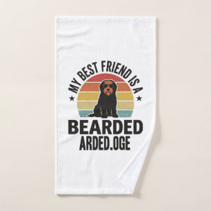 Bearded Collie Vintage Sunset Dog Lover Design_1 Hand Towel