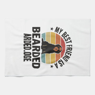 Bearded Collie Vintage Sunset Dog Lover Design_1 Kitchen Towel