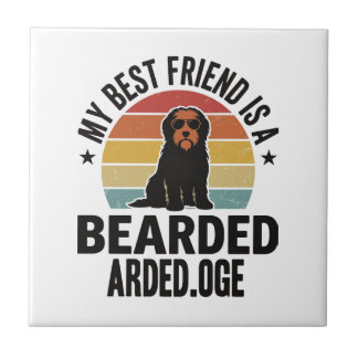Bearded Collie Vintage Sunset Dog Lover Design_1 Tile