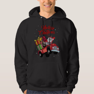 Bearded Collie With Santa Claus In Red Truck Dog Hoodie