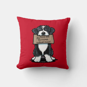 Bearded Collie With Sign Hoodie Throw Pillow