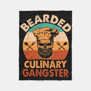 Bearded Culinary Gangster Cooking Funny Bbq Grille Fleece Blanket