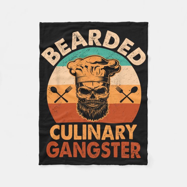 Bearded Culinary Gangster Cooking Funny Bbq Grille Fleece Blanket (Front)