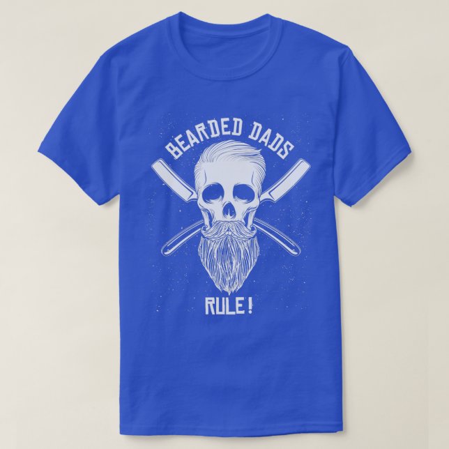Bearded Dads Rule Funny Skull with Beard Design T-Shirt (Design Front)