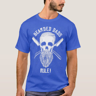Bearded Dads Rule Funny Skull with Beard Design T-Shirt
