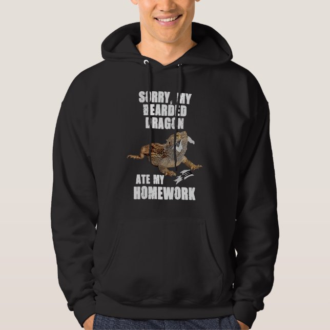 Bearded Dragon Ate Homework Reptiles  Pet Owner Gr Hoodie (Front)